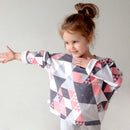 Fashion Style Long Sleeves Geometric Printed Hoodie Mom Daughter Matching Family Outfits