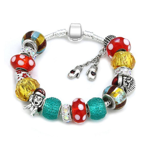 Creative Christmas Gift Cute Dog Santa Claus Shape Beads Charm Bracelets