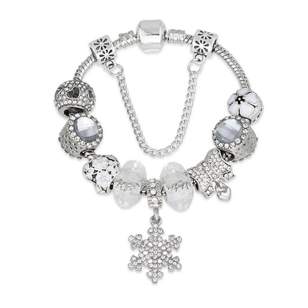 Fashion Style Alloy White Snowflake Pattern Christmas Gift Charm Bracelets