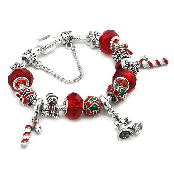New Arrived Women Alloy Christmas Bell DIY Red Charm Bracelets