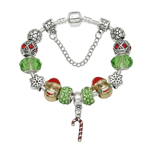Fresh Style Women Alloy Santa Claus Sonwflake Beads Handmade Charm Bracelets