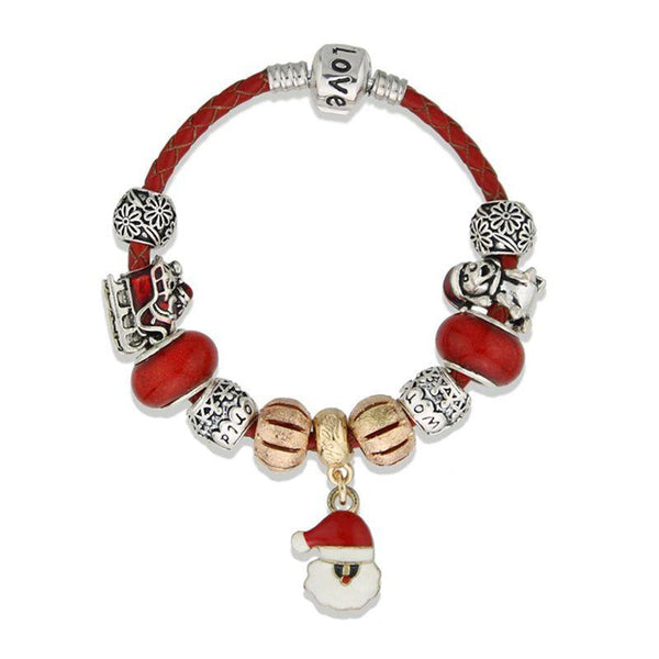 Fashion Women Alloy Santa Claus Shape Beads Fine Charm Bracelets