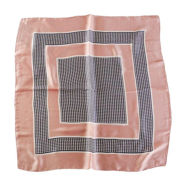 Women Classic Multi Square Print Classic Dots Color Blocking Silk Scarf