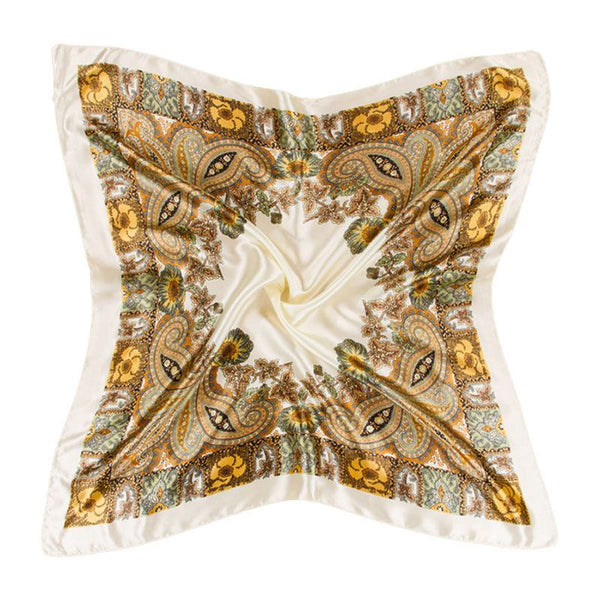 Elegant Lady Classic Vintage Style Paisley Print Satin 90*90 Square Scarf