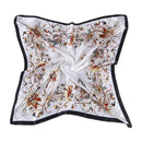 Fashion Women Bright Color Lily Flower Print High Quality Satin Square Scarf