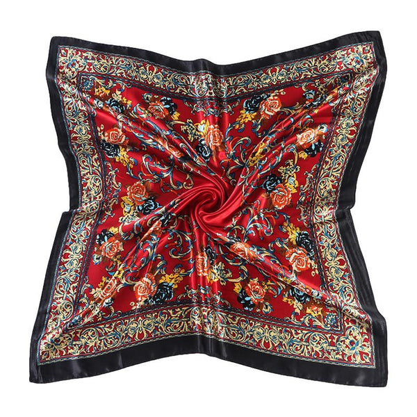 Elegant Women Bright Color Classic Print Top Grade 90*90 Square Scarf