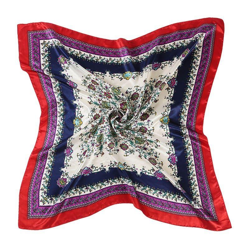 Women New Arrival Bright Color Blocking Floral Printed Square Scarf