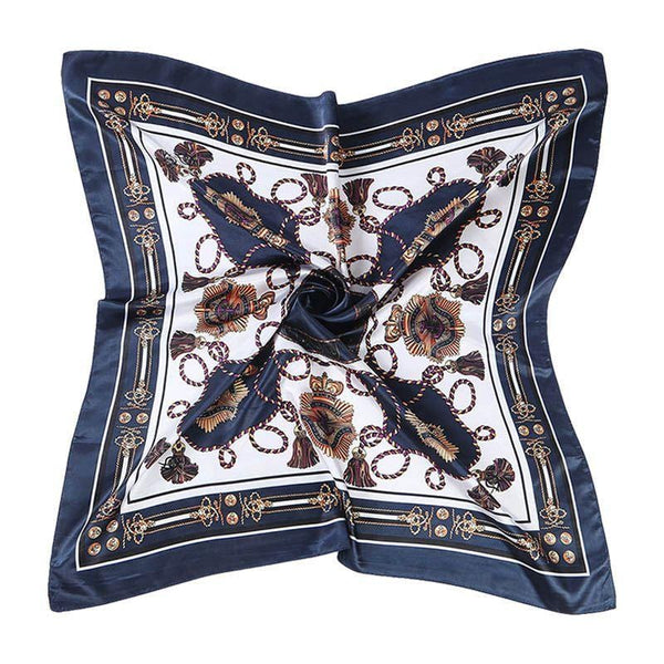 Women High Quality Bright Color Satin Unique Tassels Print 90*90cm Scarf