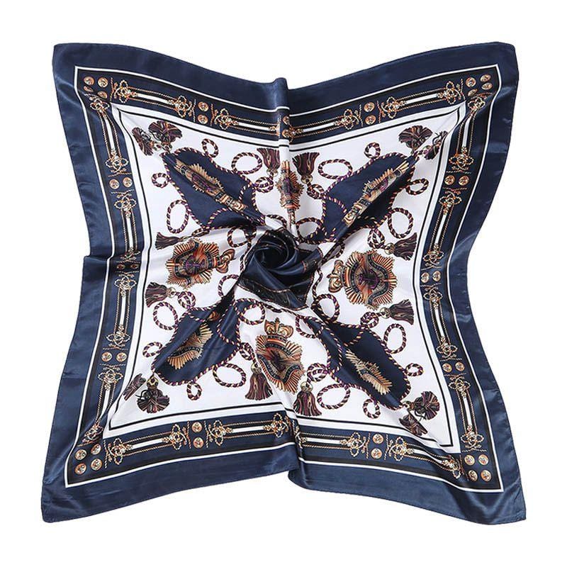 Women High Quality Bright Color Satin Unique Tassels Print 90*90cm Scarf