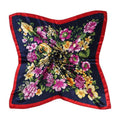Women Fashion Multicolor Flowers Printed Elegant Style Square Scarf