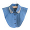 Creative New Design Women Casual Style Shiny Crystal Denim Pattern Detachable Collar