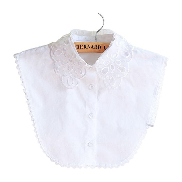 Creative Wavy Edge Women Solid Color Fashion Hollow Lace Cotton Detachable Collar