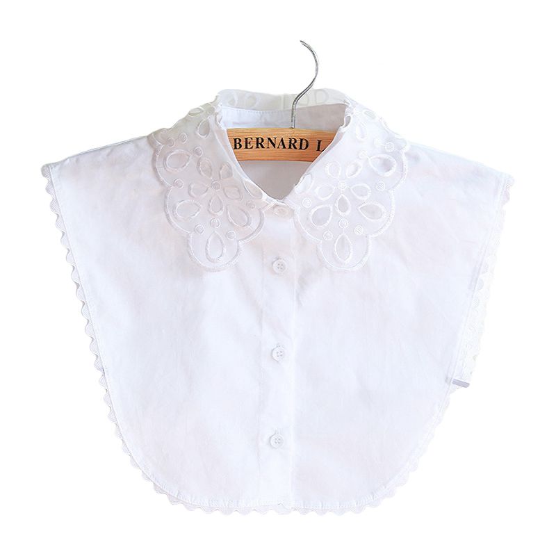 Creative Wavy Edge Women Solid Color Fashion Hollow Lace Cotton Detachable Collar