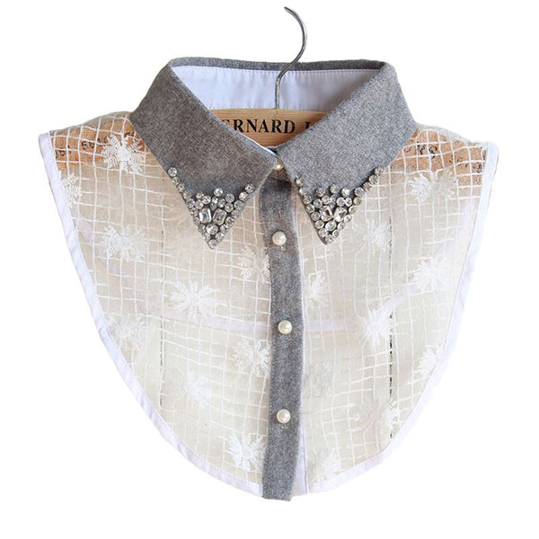 Creative Color Blocking Design Modern Young Women Vintage Style Cotton Lace False Collar