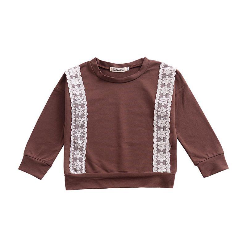 Baby Girls Cotton Soild Color Lace Design Long Sleeves Cute Tops