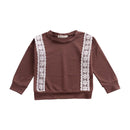 Baby Girls Cotton Solid Color Lace Design Long Sleeves Cute Tops