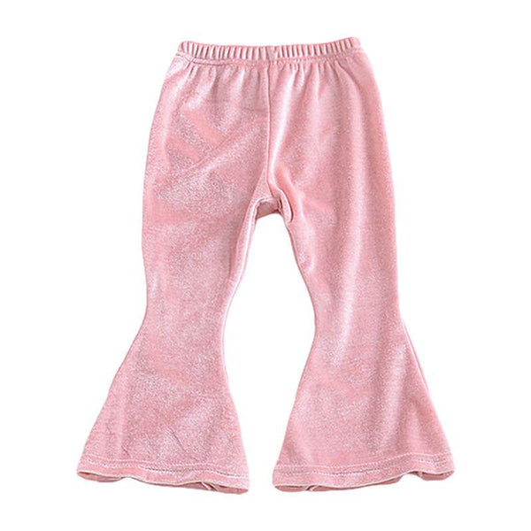 Baby Girls Vintage Velvet Soild Color Slim Soft Bell-bottom Pants