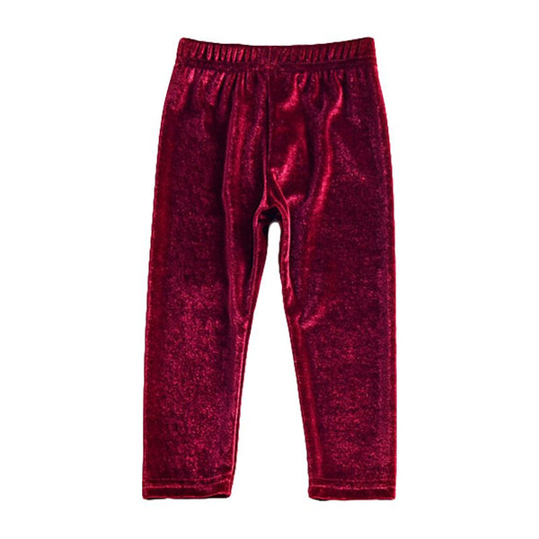 Baby Girls Velvet Vintage Solid Color Slim Liens Straight Pants