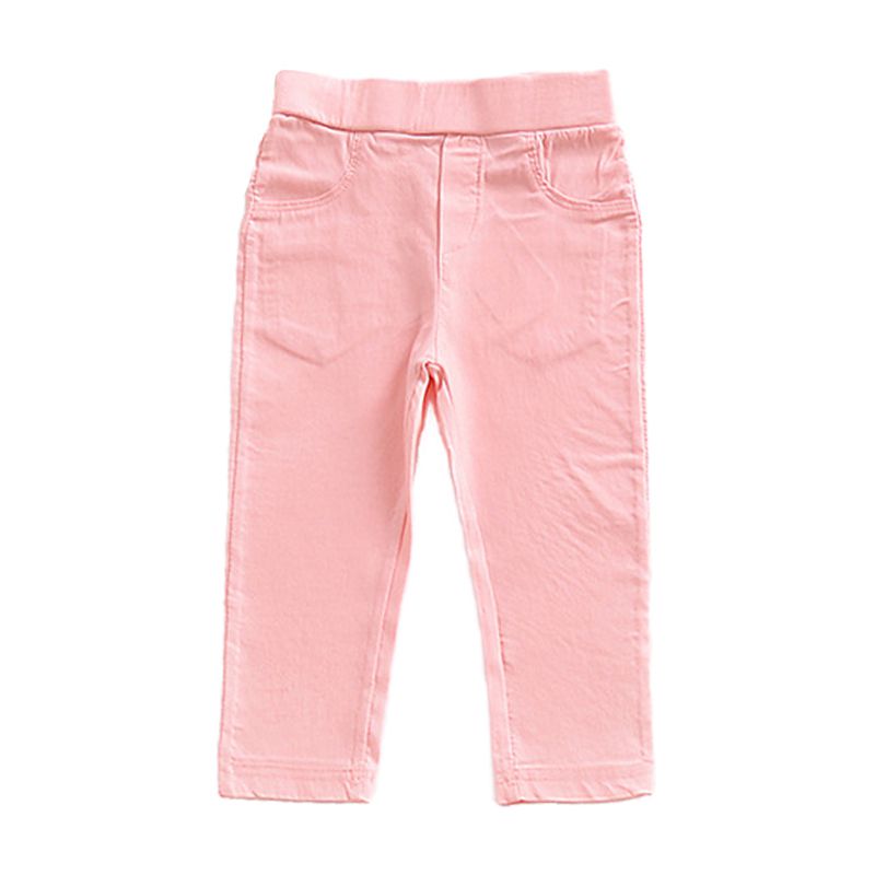 Hot Selling Baby Girls Cotton Solid Color Tight Pants Simple Style Liens