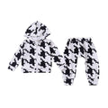 2 Pcs Set Unisex Cotton Color Blocking Long Sleeves Hoodie And Harem Pants