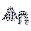 2 Pcs Set Unisex Cotton Color Blocking Long Sleeves Hoodie And Harem Pants