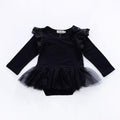 Baby Girls Cotton Solid Color Long Sleeves Gauze Bodysuit