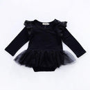Baby Girls Cotton Solid Color Long Sleeves Gauze Bodysuit