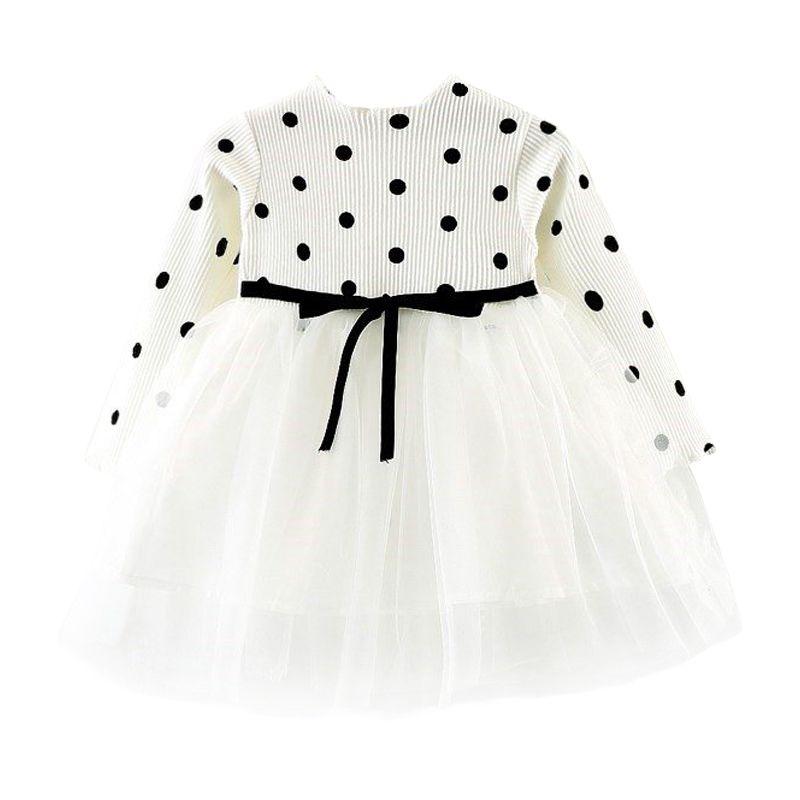 Lovely Girls Cotton Dot Printed knitting Tutu Princess Dress