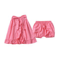 2 Pcs Set Toddler Girls Cotton Fashion Bowknot Skirts And Solid Color Shorts