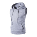 Men Cotton Sleeveless Solid Color Casual Hoodies