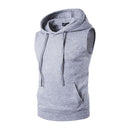 Men Cotton Sleeveless Solid Color Casual Hoodies