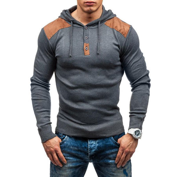 Men Comfortable Long Sleeves Patchwork Casual Hoodies