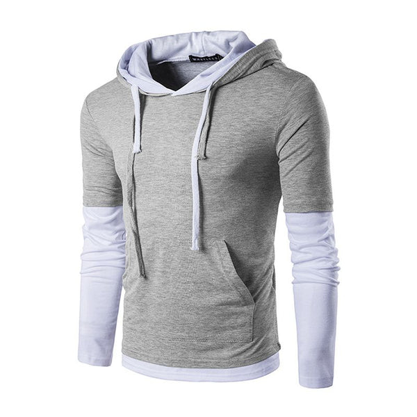 Fashion Style Men Cotton Patchwork Long Sleeves Slim Fit Hoodies