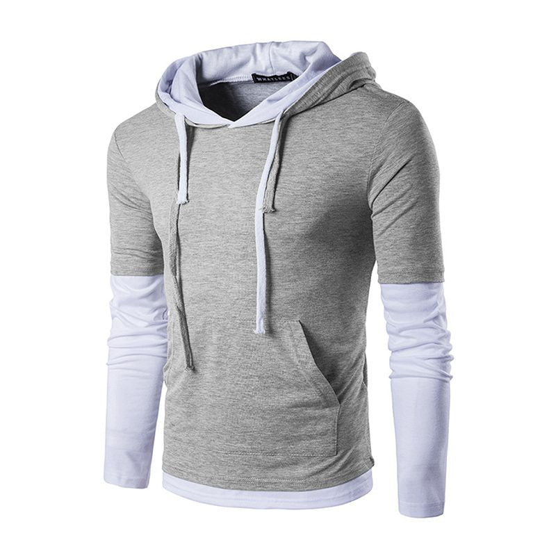 Fashion Style Men Cotton Patchwork Long Sleeves Slim Fit Hoodies