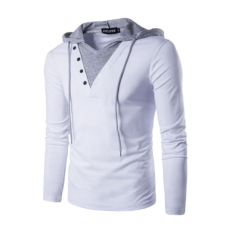 Men Cotton Comfortable Long Sleeves Patchwork Fashion Hoodies