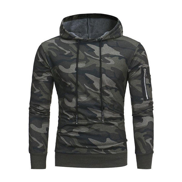 Hot Selling Men Cotton Camouflage Color Printed Zipper Design Long Sleeves Hoodies