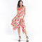 Hot Sale Young Lady Floral Print Sweet V Neck Irregular Slip Dress