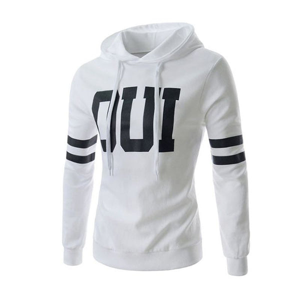 Latest Style Men Cotton Letter Printed Long Sleeves Simple Casual Hoodies