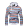 Hot Sale Men Cotton Multicolor Stripes Printed Long Sleeves Casual Hoodies