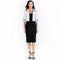 Elegant Office Lady Classic Color Blocking Design Dot Print Lapel Dress