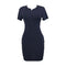 Elegant Women Classic Solid Color Short Sleeves Slimming Pencil Dress