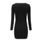 Hot Sale Women Solid Color V Neck Long Sleeves Tight Knitting Dress