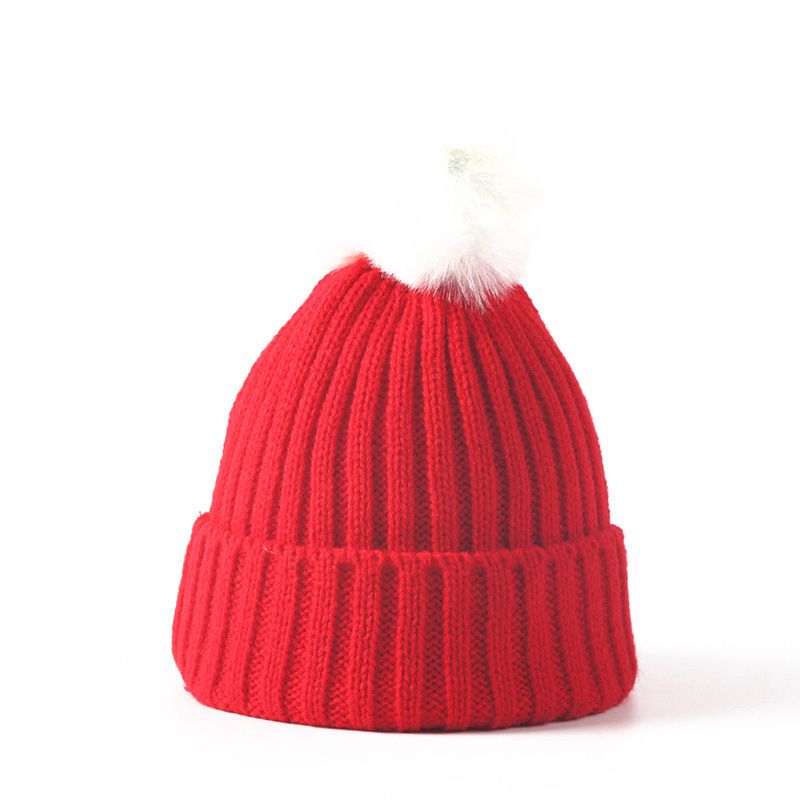 Lovely Pompom Decoration Candy Color Cute Baby Solid Color Beanies