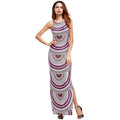 Women Ethnic Pattern Print Fashion Sleeveless Long Length Slimming Party Dress