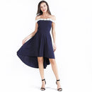 Women Sexy Off-shoulder Pattern Solid Color Large Hem Irregular Party Dress