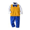 Fashionable Boys Cotton Handsome Solid Color Shirts And Knitted Vests And Pants Set