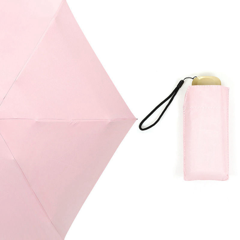 3 Folding 6 Ribs Fresh Color UV Protection Windproof Lightweight Umbrella For Rainy Sunny