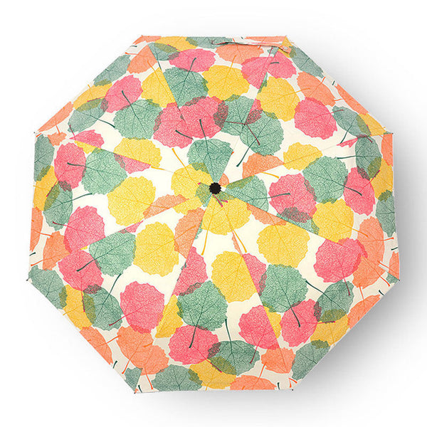 Creative Fresh Colorful Maple Leaves Printed UV Protection Women Men Windproof Umbrella