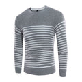 Men Cotton Long Sleeves Stripes Printed Round Neck Stylish Knitted Sweater