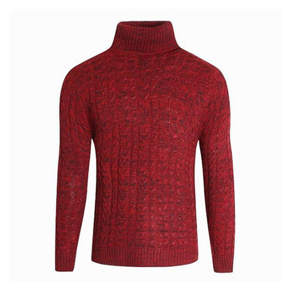 Fashionable Men Cotton Long Sleeves Turtleneck Warm Slim Fit Knitted Sweater